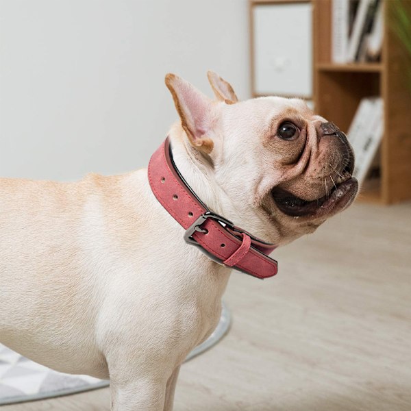 Ekte lær hundekrage myk pustende pute metall rust | | metall