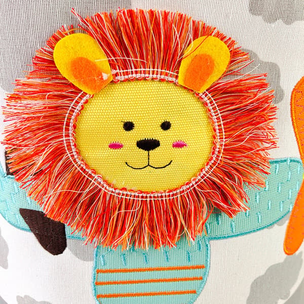 Kids Toy Storage Basket with 3D Lion, Foldable Cotton Canvas Laundry Hamper with Drawstring and Handles for Nursery, 35x40 cm[TT]