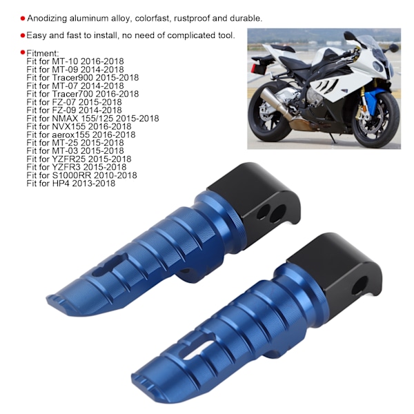 Sæt af Bagerste Fodstøtter i Aluminium Legering Passer til MT‑10 MT‑09 MT‑07 Tracer900 FZ6