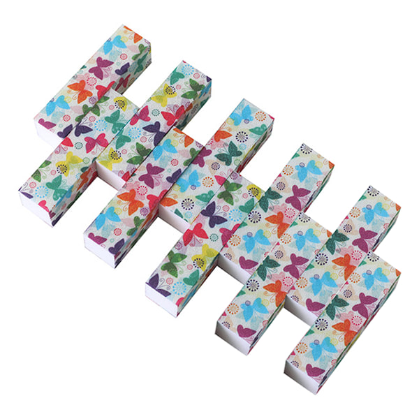 10-pack, Nagelfilsblock för Naturliga och Akrylnaglar, 4-sidig, Medium Kornig Nagelfil (Mönster)