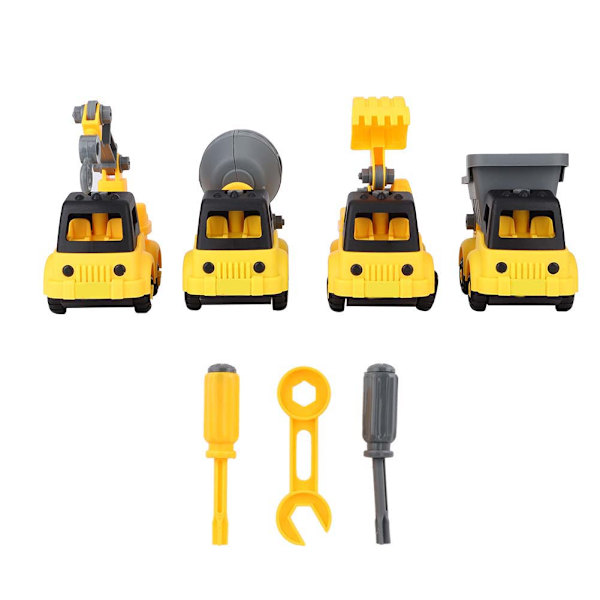 4-pack Byggfordon Modellleksak DIY Barn Utbildningsmontering Bilfordon Leksaker 4-pack Byggfordon