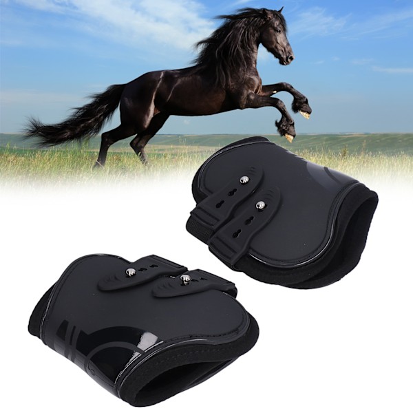 2-pack Häst Senor Boots Set Stabil Justerbar PU Skal Senor Skydd Boots för Hästar Svart Bakben L