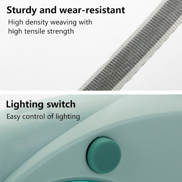 Inntrekkbar Hundeleie med LED-lommelykt, 360° Tanglefri Lang Leie med Poop Bag Dispenser (Grønn)