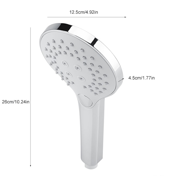 3 Toimintoinen Käsisuihku Pää, Korkeapaineinen Suihkupää Tehokkaalla Suihkusuihkulla Kromi