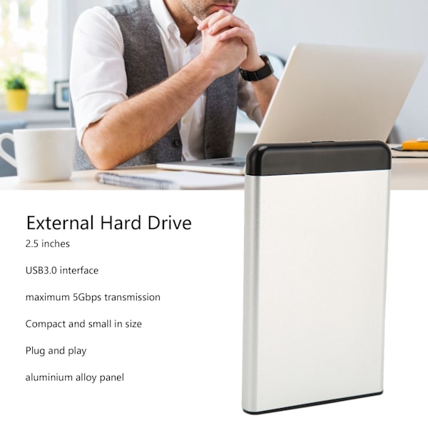 Extern Hårddisk 2,5 Tum USB3.0 5Gbps Överföring Plug and Play Ultratunn Mobil Hårddisk för Dator TV Telefon Silver 80GB