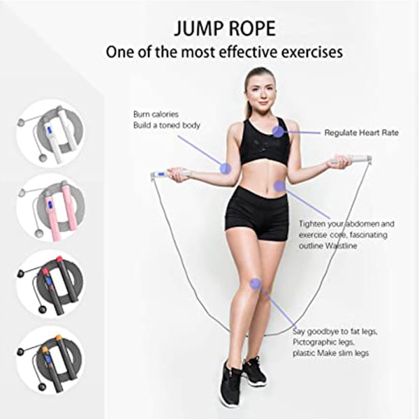 Hoppestang med teller, trådløs vektlagt hoppestang, justerbar, for fitness, sportstrening