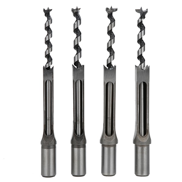 4 stk / sett 12.7‑16mm Trebearbeiding Kvadratisk Hullbor Bits Lagringsstål Kvadratisk Hullbor Bits