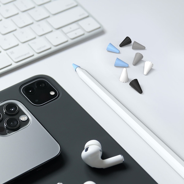 Silikonbeskyttelse for Apple Pencil-tupper (1. og 2. generasjon), sklisikker og støydempende