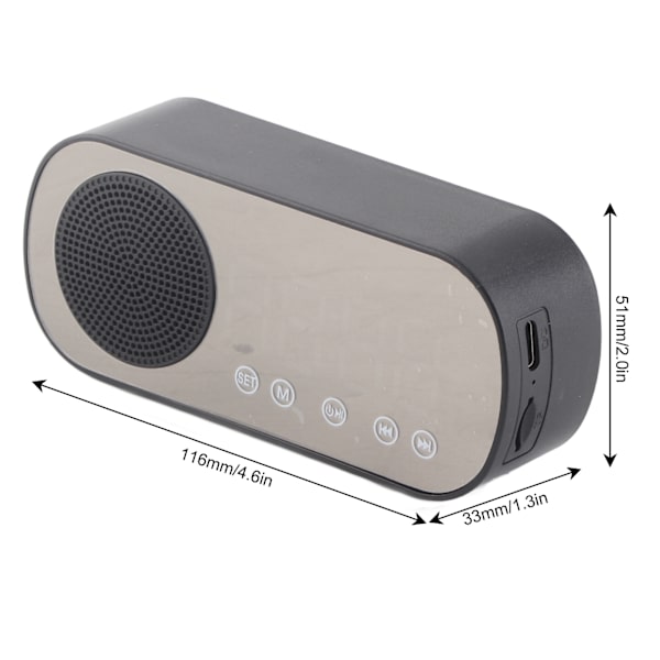 Radioväckarklocka med Dubbla Alarm, Bärbar Digital Väckarklocka med Bluetooth-Högtalare för Läsning, Matlagning, Ridning