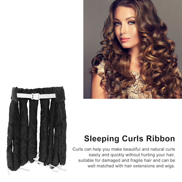 Värmefri Curling Rod för Sömn, Hårcurl Styling Roller Band för Kvinnor och Flickor, Extra Långt Hår, Svart
