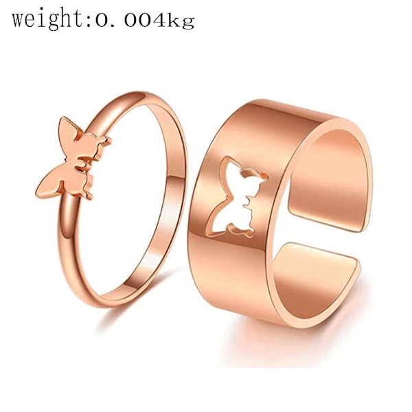 Butterfly ring sæt 2 stk., åben justerbar ring