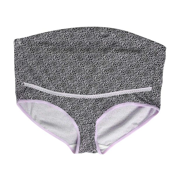 Leopard Lace Justerbar Graviditetsundertøy Høy Midje Gravide Kvinner Bomullsundertøy X(L)