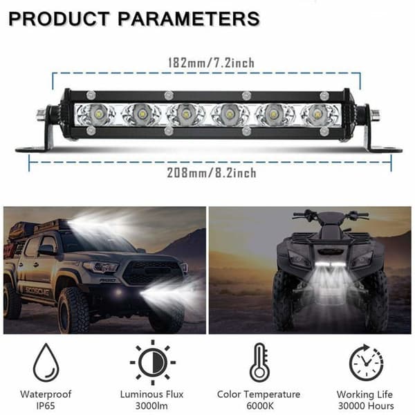 18 cm 18W LED-baglygte, 12V LED-arbejdslys, LED-fjernlygte