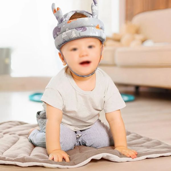 Baby Säkerhetshjälm Bekväm Mjuk Andningsbar Lätt Vikt Toddler Säkerhetshatt för 5 till 24 Månader Gammal Grå