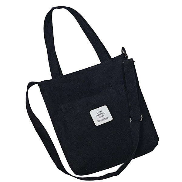Canvas Tote Taske til Kvinder Crossbody Tote med 3 Forlommer Casual Tasker Hverdags Håndtaske Lynlås Lukning