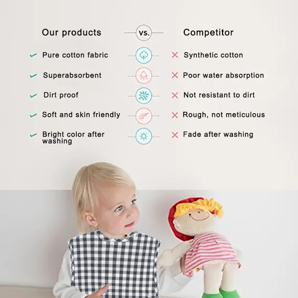 Babyslynger til drenge og piger, 5 pakning Ekstra store babyslynger med trykknapper, Justerbare småbørnsslynger