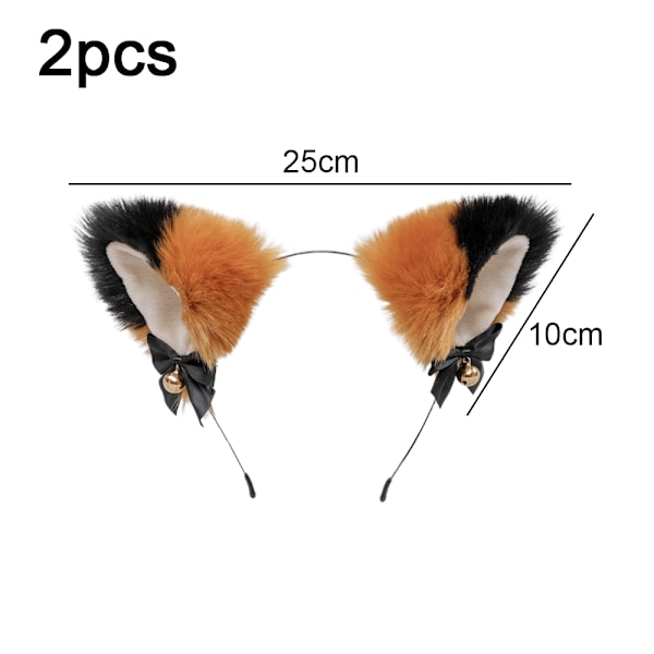 2-pack söta plyschiga pälsräv kattöron pannband Halloween kostymfest hårband accessoarer för kvinnor och flickor