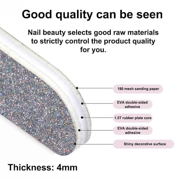 50 stk. Neglefiler Dobbeltsidede Slibesten Manicure Værktøjer