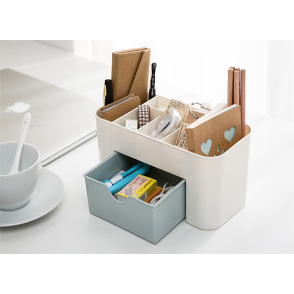 Kontor makeup-arrangør med kosmetikkskuffe - kontorartikler opbevaringsboks - soveværelse, badeværelse, kontor