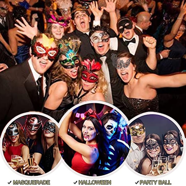 Maskerademaske til kvinder, fest aften prom maske bar kostume tilbehør, retro masker