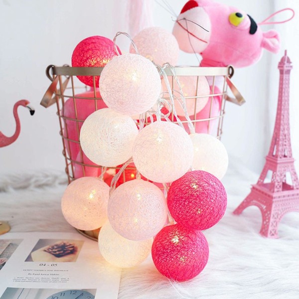 Cotton Ball String Lights, 20st LED Cotton Ball Lights, batteridrivna 3CM Cotton Ball Fairy Lights för alla hjärtans dag, bröllop, fest, hem