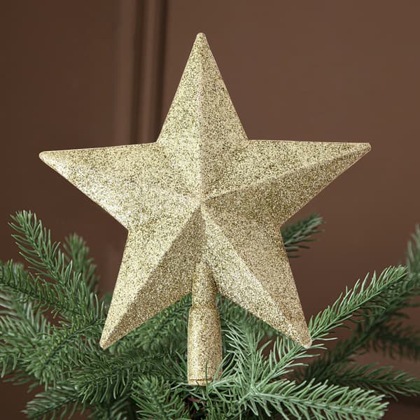 2 stk. julepynt i plast, rosaguld, pentagram