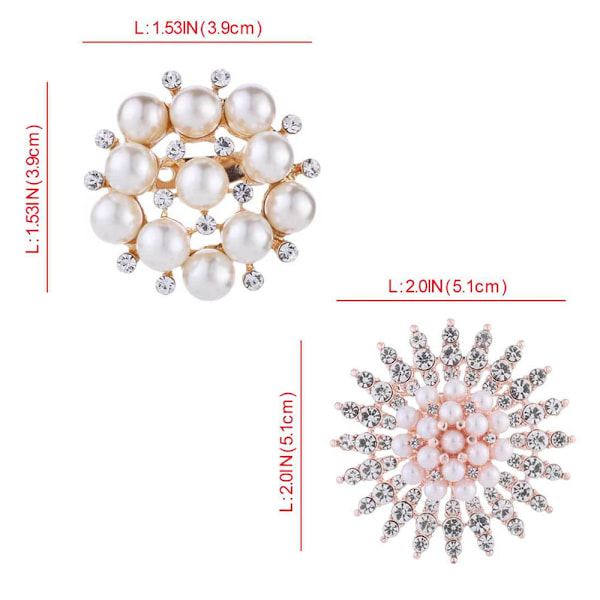 2 st Blom Brosch Corsage Simulerad Pärla Kristall, Elegant Blom Blad Brosch för Kvinnor, Brud