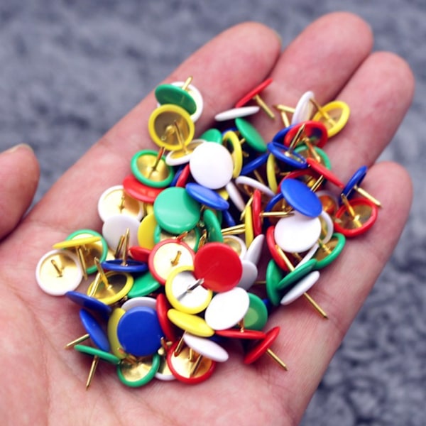Färgade tumtacks 400-pack, färgade runda plastnålar dekorativa nitar för anslagstavla