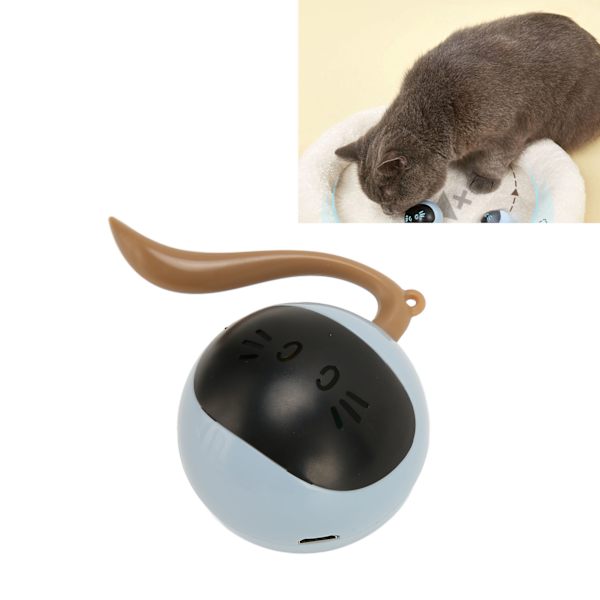 Automatisk Kattboll Leksak Touch Control USB Laddningsbar Interaktiv Smart Kattunge Rullande Boll med LED Färgrik Ljus Blå