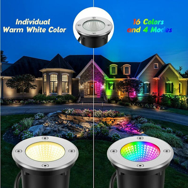 Lumière souterraine RVB, lumière souterraine extérieure 12-24 V med fil 6 W changement de couleur IP67 étanche LED basspänning