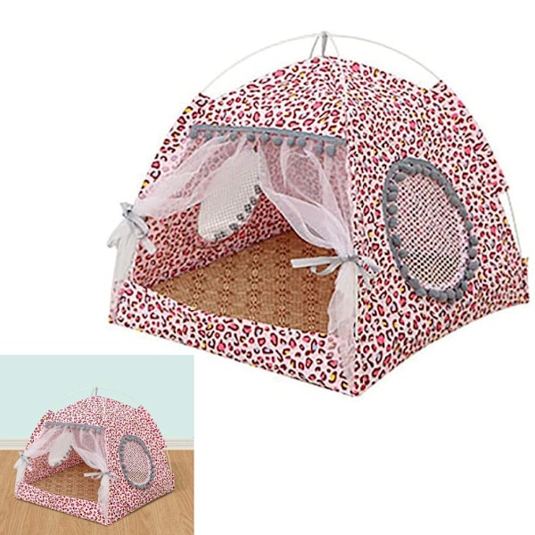 Sommar kattbädd katt tält katthus grotta bekväm säng för katter kattgrotta katthus kattsäng husdjur (38x38cm)