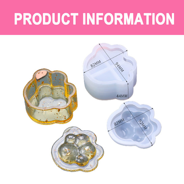 Harpiksforme Kattepote Form Æske Epoxy Form DIY Harpiksstøbt Sød Kattepote Beholder Silikonform til Opbevaring af Små Ting