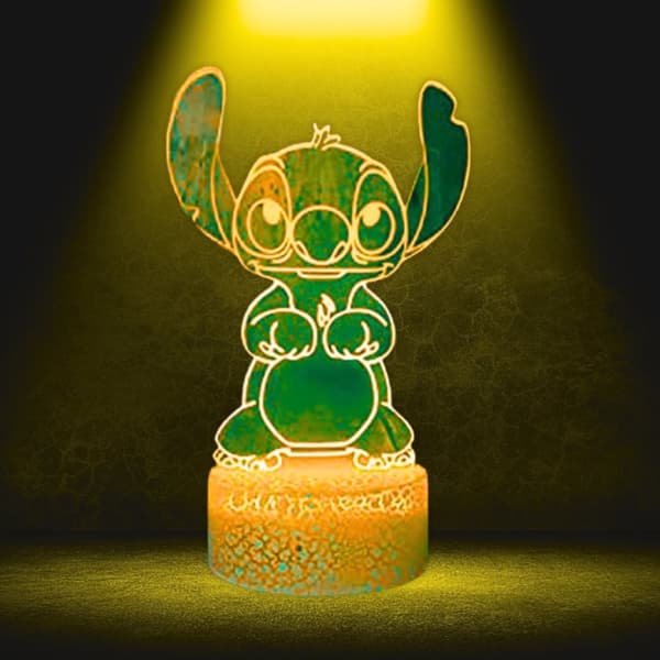 Lilo og Stitch STICH 16 LED 3D Nattlampe for barn + fjernkontroll[TT]