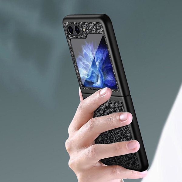Galaxy Z Flip, Litchi Läder, Safirblå
