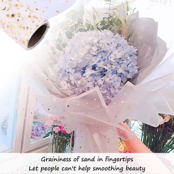 Stjärna Mån Nät Mesh Blomsterpapper, 1 Rulle Blomsterbutik Tillbehör Blombukett Inpackningspapper Blomstertillbehör för Färska Blommor, DIY Hantverk, 48cm