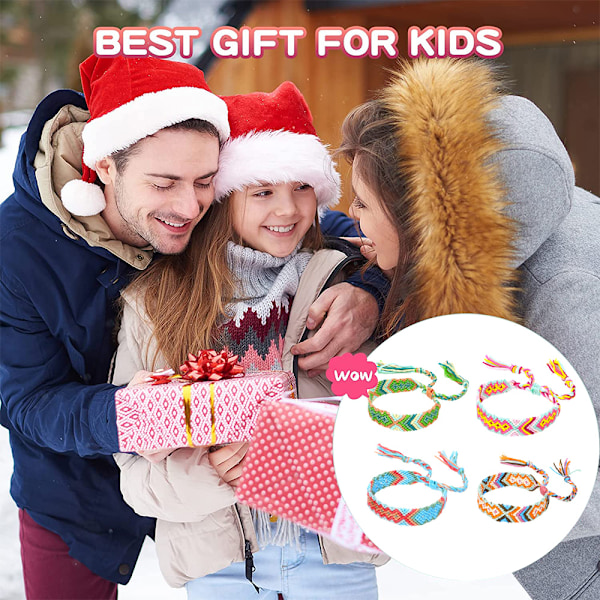 Vävda vänskapsarmband med skjutande knutstängning för kvinnor, flickor, män – Justerbar (4-pack)