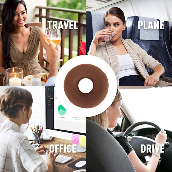 Uppblåsbar Donutkudde / Doughnutkudde med Pump & Resväska - Ländstöd för Hemorrojder, Graviditet, Sittbensvärk, Användning i Hemmet