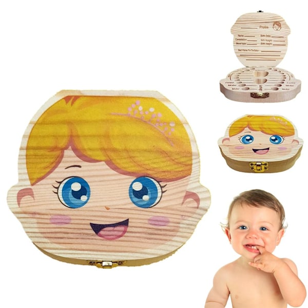 Målad Bebis Tandlåda Trä Tandhållare Lanugohållare för Barn Pojkar Flickor Babyshower Födelsedagspresent