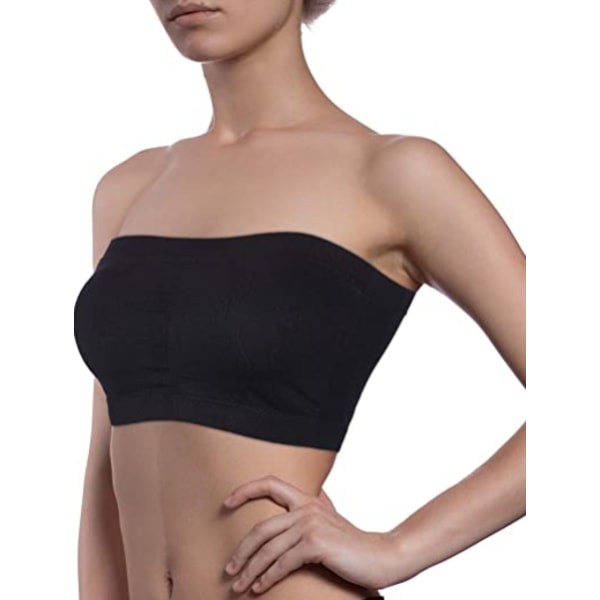 3 Stk. Kvinders Bandeau BH Polstret Stropløs Brarette Blød BH Sømløs Bandeau Tube Top BH, Assorterede Størrelser (Sort, Hvid og Nud Farve, Medium)