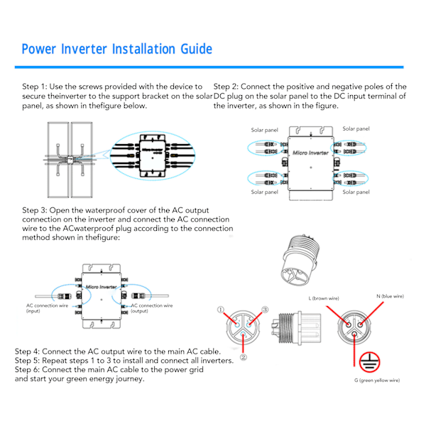 2800W Solcelle Grid Tie Mikroinverter IP65 Vandtæt Automatisk Identifikation Solcelle Mikroinverter til Balkon Kraftværk EU Stik 100 til 240V