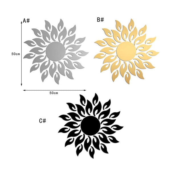Sun Flower 3D Mirror Wall Stickers Avtagbar Akryl Sun