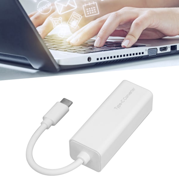 DC till USB-C Adapter 65W PD DC till USB-C Konverter DC Strömförsörjning Adapter 5.5X2.1mm Hona till USB-C Hane Adapter Vit