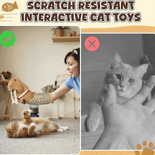 Cat Wrestling Funny Wrestler Hand Puppet with Padding and Bell for Safe Play, Stuffed to Combat Boredom [TT]