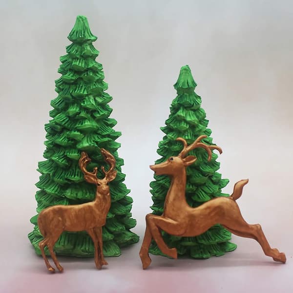 3D Juletræ Silikone Lysform til Lysfremstilling, Juletræ Silikone Sæbeforme DIY Kagedekoration Lystilbehør[TT] Large