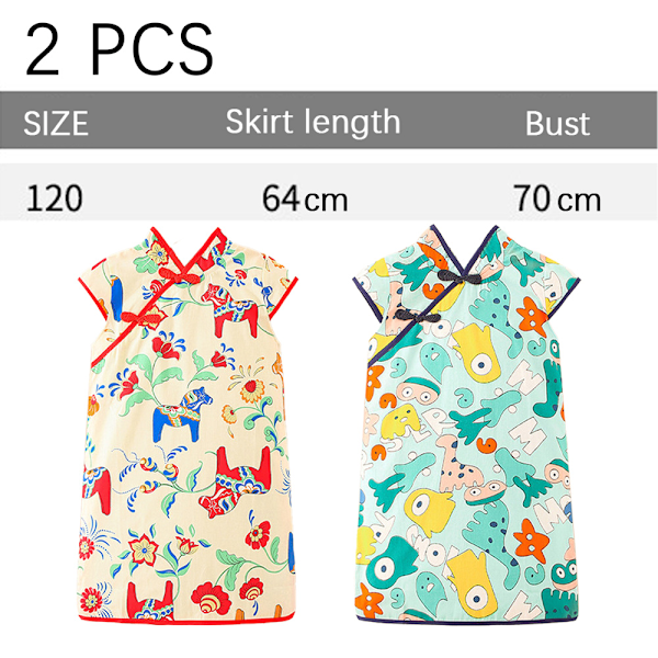 Flickors Qipao Cheongsam Klänning, Småbarnsflickor Klänning Lilla Barn Sommar Klänningar Flickor Bekväm Kjol 2 delar