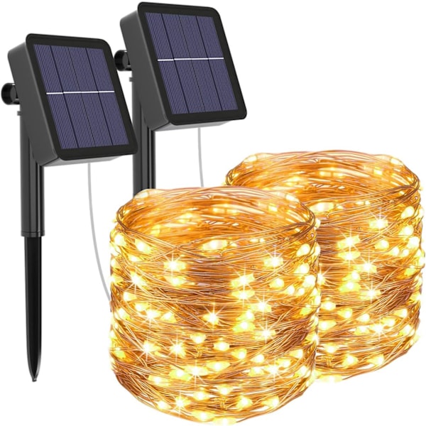 [2 Pack] Solar String Lights Outdoor, Litogo 12M 120 Led Solar String Lights Outdoor Vattentät 8 lägen Dekorationsljus för trädgård, uteplats, gård,