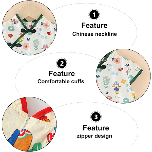 Flickors Qipao Cheongsam Klänning, Småflickors Sommarblommig Klänning, Liten Flickas Avslappnad Klänning