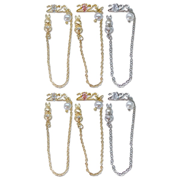 6 stk. Metal Negle Rhinestones Blanke Krystal Neglekunst Charms Negle Dekoration