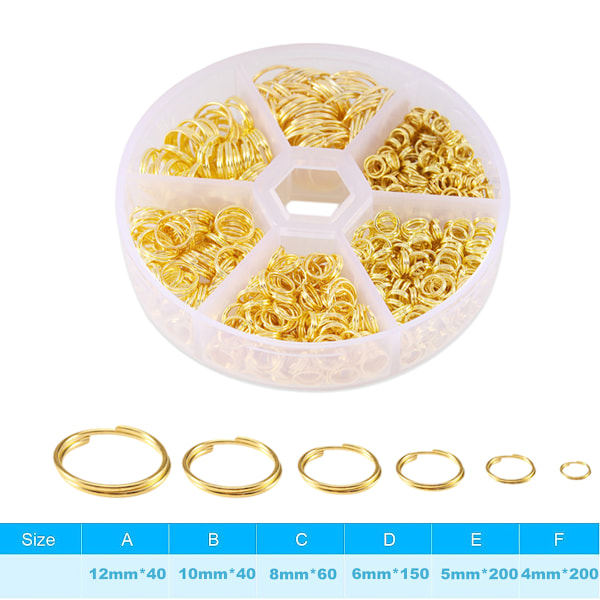 1380 stk. O-Ring Forbindelser Metal Åbne Springringe, Springringe til Smykkefremstilling Forbindelser (4 mm 5 mm 6 mm 8 mm 10 mm 12 mm)