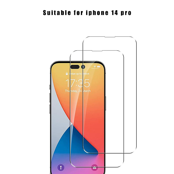 Skärmskydd för iPhone 14 Pro härdat glas - 2 förpackningar